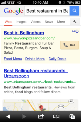 iPhone Screenshot Best Restaurant in Bellingham