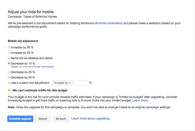 Enhanced Campaigns Bid Adjustment