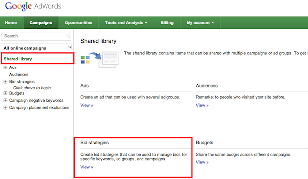 You can find the flexible bidding options under the shared library.