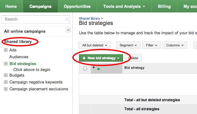 how to create a new bidding strategy